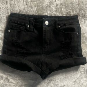 Black Distressed Women's Shorts
